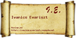 Ivanics Evariszt névjegykártya